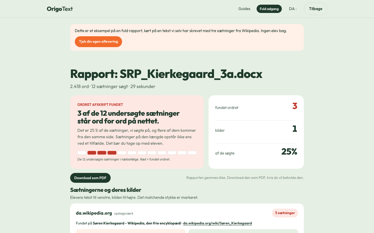En rapport med tre fund