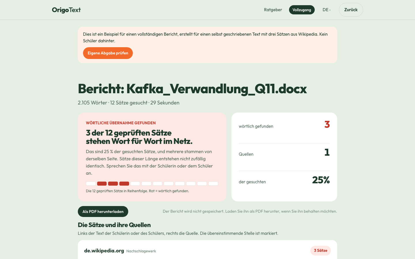 Ein Bericht mit drei Funden