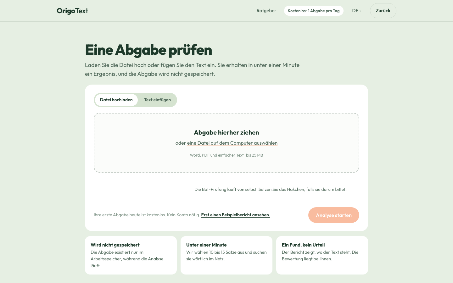 Die Prüfseite